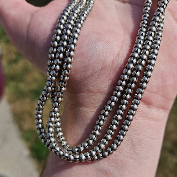 Silpada 925 Sterling Silver Multi Strand Popcorn Ball Necklace 16 Inches - Picture 2 of 8